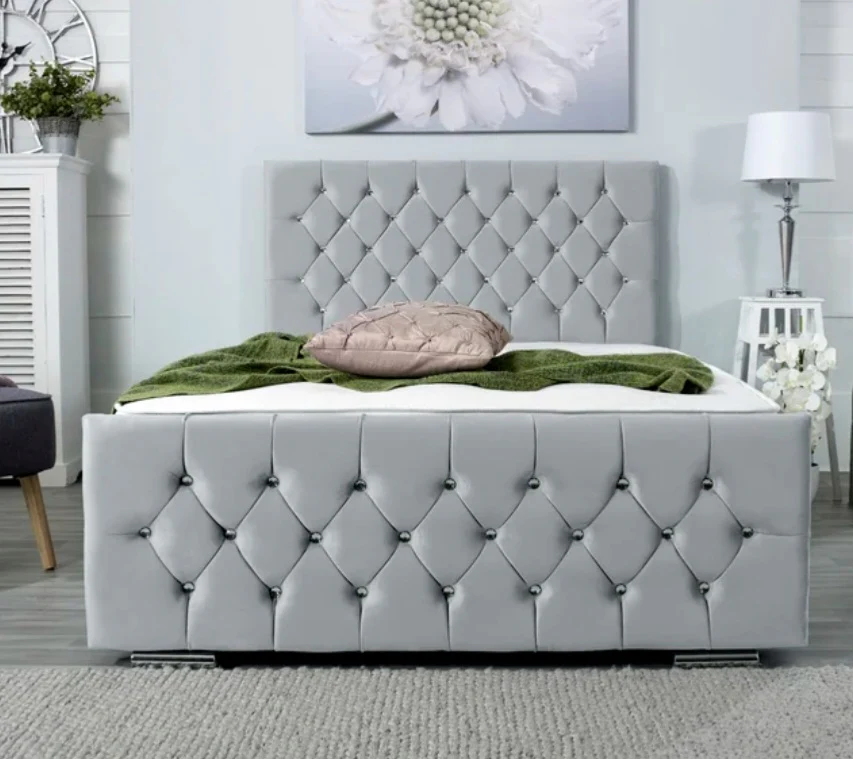 Florida Bed Diamonds Headboard UK - Side view of premium florida from CESS Furniture UK